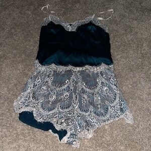 Lace Trim Satin PJ Set